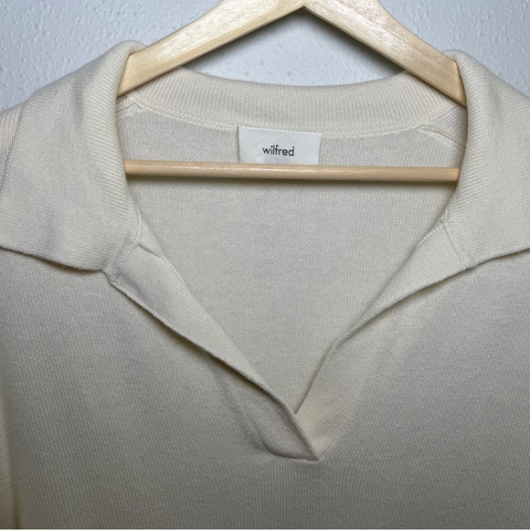 Wilfred Clara Sweater Large Light Birch Ivory Polo Merino Wool Cotton Aritzia - Picture 4 of 14